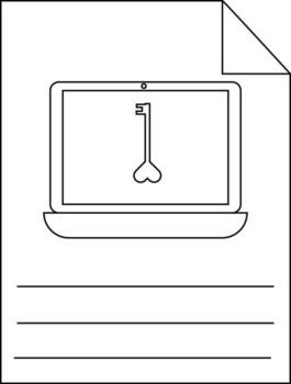 Document features laptop with heartshaped key blank lines for text vector