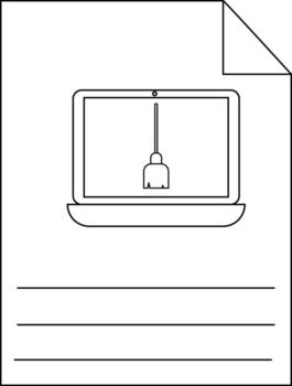 Image features a sheet laptop displaying a broom and lines for writing vector
