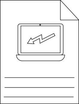 sábana muestra ordenador portátil con un que cae tendencia en pantalla emparejado con líneas para notación vector