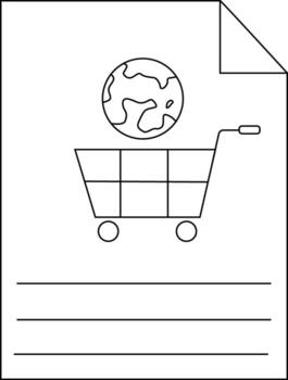 resumido página con globo encima compras carro encima líneas vector