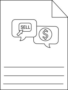 A sheet of paper with dialogue bubbles One says sell with a dollar sign in the other vector