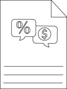 Document shows and speech bubbles lines for text and a folded corner vector