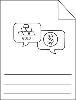 Paper with folded corner gold bars in speech bubble with 3 lines vector