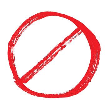 restriction ink Hand drawn prohibition sign No entry symbol Red circle with cross line clipart in doodle style Ban Restriction Forbidden stop Single element for print, web, design vector