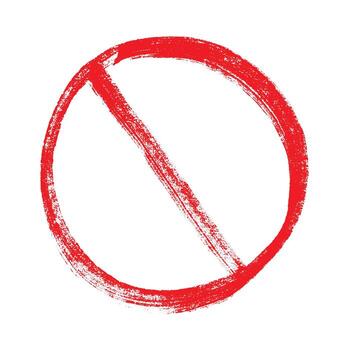 Hand drawn prohibition sign No entry symbol Red circle with cross line clipart in doodle style Ban Restriction Forbidden stop Single element for print, web, design restriction circle vector
