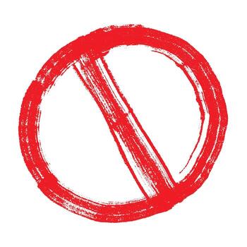 Hand drawn prohibition sign No entry symbol Red circle with cross line clipart in doodle style Ban Restriction Forbidden stop Single element for print, web, design restriction limit vector