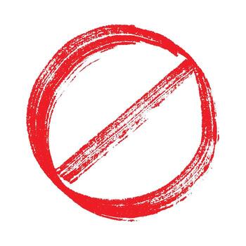 Hand drawn prohibition sign No entry symbol Red circle with cross line clipart in doodle style Ban Restriction Forbidden stop Single element for print, web, design restriction attention vector