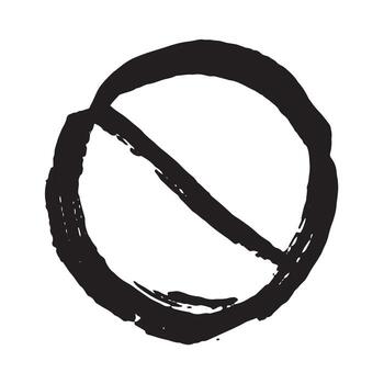 Hand drawn prohibition sign No entry symbol Black circle with cross line clipart in doodle style Ban Restriction Forbidden stop Single element for print, web, design restriction alert vector