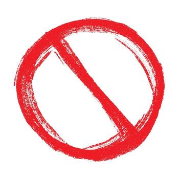 restriction attention Hand drawn prohibition sign No entry symbol Red circle with cross line clipart in doodle style Ban Restriction Forbidden stop Single element for print, web, design vector