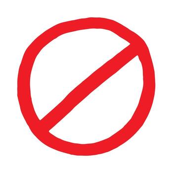 restriction traffic Hand drawn prohibition sign No entry symbol Red circle with cross line clipart in doodle style Ban Restriction Forbidden stop Single element for print, web, design vector