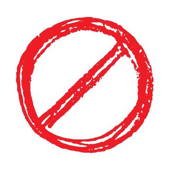 Hand drawn prohibition sign No entry symbol Red circle with cross line clipart in doodle style Ban Restriction Forbidden stop Single element for print, web, design restriction traffic vector