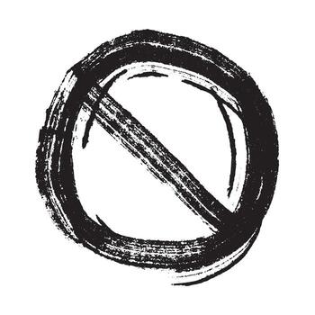 Hand drawn prohibition sign No entry symbol Black circle with cross line clipart in doodle style Ban Restriction Forbidden stop Single element for print, web, design restriction road vector