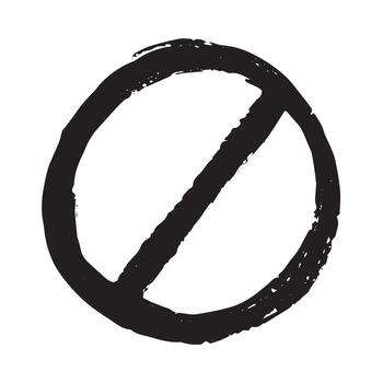 restriction caution Hand drawn prohibition sign No entry symbol Black circle with cross line clipart in doodle style Ban Restriction Forbidden stop Single element for print, web, design vector