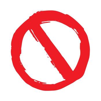 restriction danger Hand drawn prohibition sign No entry symbol Red circle with cross line clipart in doodle style Ban Restriction Forbidden stop Single element for print, web, design vector