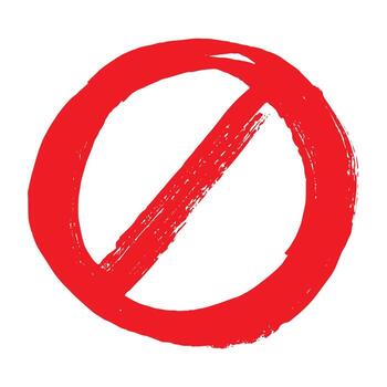 restriction warning Hand drawn prohibition sign No entry symbol Red circle with cross line clipart in doodle style Ban Restriction Forbidden stop Single element for print, web, design vector