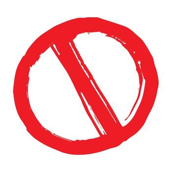 restriction stop Hand drawn prohibition sign No entry symbol Red circle with cross line clipart in doodle style Ban Restriction Forbidden stop Single element for print, web, design vector