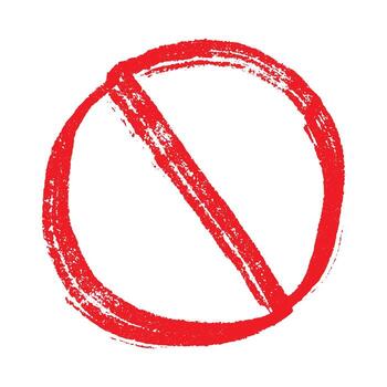 Hand drawn prohibition sign No entry symbol Red circle with cross line clipart in doodle style Ban Restriction Forbidden stop Single element for print, web, design restriction stop vector