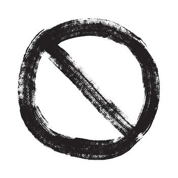 Hand drawn prohibition sign No entry symbol Black circle with cross line clipart in doodle style Ban Restriction Forbidden stop Single element for print, web, design restriction ban vector