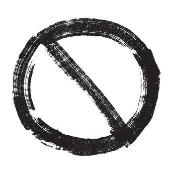 Hand drawn prohibition sign No entry symbol Black circle with cross line clipart in doodle style Ban Restriction Forbidden stop Single element for print, web, design restriction forbidden vector