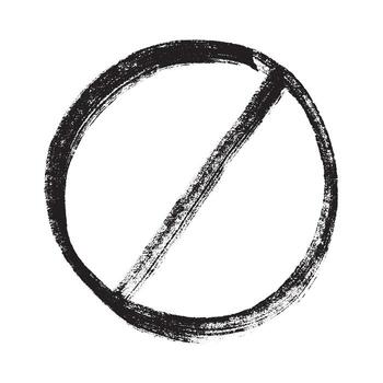 prohibition scribble Hand drawn prohibition sign No entry symbol Black circle with cross line clipart in doodle style Ban Restriction Forbidden stop Single element for print, web, design vector