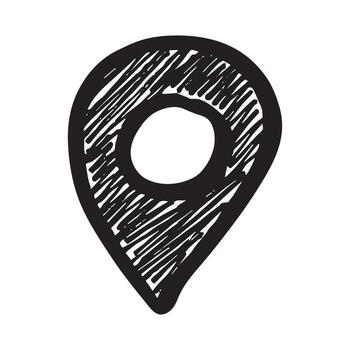 mano dibujado mapa alfiler mapa marcador puntero firmar GPS y cartografía herramientas ubicación alfiler símbolo determinar con precisión clipart en garabatear estilo soltero elemento para web, diseño ubicación determinar con precisión vector