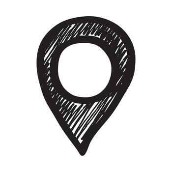 mano dibujado mapa alfiler mapa marcador puntero firmar GPS y cartografía herramientas ubicación alfiler símbolo determinar con precisión clipart en garabatear estilo soltero elemento para web, diseño ubicación puntero vector