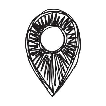 ubicación navegación mano dibujado mapa alfiler mapa marcador puntero firmar GPS y cartografía herramientas ubicación alfiler símbolo determinar con precisión clipart en garabatear estilo soltero elemento para web, diseño vector