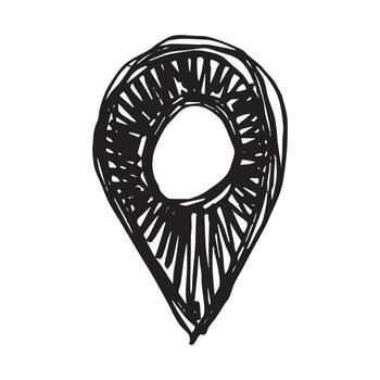 mano dibujado mapa alfiler mapa marcador puntero firmar GPS y cartografía herramientas ubicación alfiler símbolo determinar con precisión clipart en garabatear estilo soltero elemento para web, diseño ubicación alfiler vector