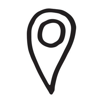 mano dibujado mapa alfiler mapa marcador puntero firmar GPS y cartografía herramientas ubicación alfiler símbolo determinar con precisión clipart en garabatear estilo soltero elemento para web, diseño bosquejo vector