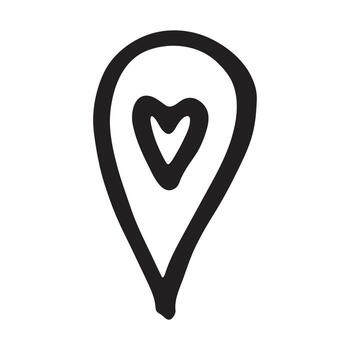 mano dibujado mapa alfiler mapa marcador puntero firmar GPS y cartografía herramientas ubicación alfiler símbolo determinar con precisión clipart en garabatear estilo soltero elemento para web, diseño cepillo vector