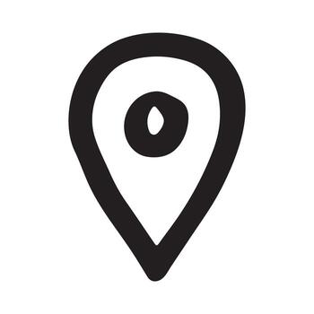 cepillo mano dibujado mapa alfiler mapa marcador puntero firmar GPS y cartografía herramientas ubicación alfiler símbolo determinar con precisión clipart en garabatear estilo soltero elemento para web, diseño vector