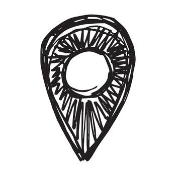 mano dibujado mapa alfiler mapa marcador puntero firmar GPS y cartografía herramientas ubicación alfiler símbolo determinar con precisión clipart en garabatear estilo soltero elemento para web, diseño lápiz vector