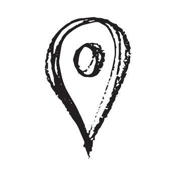 lápiz mano dibujado mapa alfiler mapa marcador puntero firmar GPS y cartografía herramientas ubicación alfiler símbolo determinar con precisión clipart en garabatear estilo soltero elemento para web, diseño vector