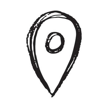 tinta mano dibujado mapa alfiler mapa marcador puntero firmar GPS y cartografía herramientas ubicación alfiler símbolo determinar con precisión clipart en garabatear estilo soltero elemento para web, diseño vector