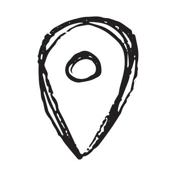 mano dibujado mapa alfiler mapa marcador puntero firmar GPS y cartografía herramientas ubicación alfiler símbolo determinar con precisión clipart en garabatear estilo soltero elemento para web, diseño textura vector