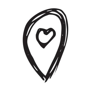 textura mano dibujado mapa alfiler mapa marcador puntero firmar GPS y cartografía herramientas ubicación alfiler símbolo determinar con precisión clipart en garabatear estilo soltero elemento para web, diseño vector