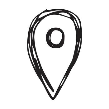 mano dibujado mapa alfiler mapa marcador puntero firmar GPS y cartografía herramientas ubicación alfiler símbolo determinar con precisión clipart en garabatear estilo soltero elemento para web, diseño grunge vector