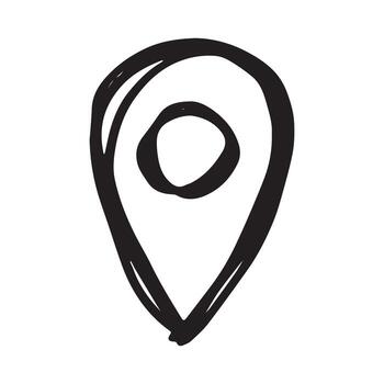 grunge mano dibujado mapa alfiler mapa marcador puntero firmar GPS y cartografía herramientas ubicación alfiler símbolo determinar con precisión clipart en garabatear estilo soltero elemento para web, diseño vector