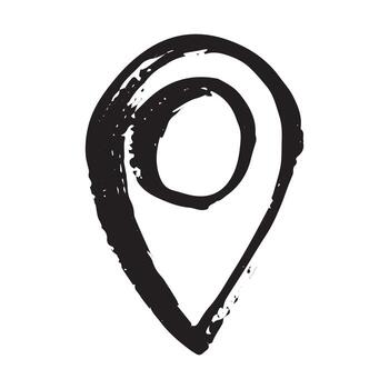 mano dibujado mapa alfiler mapa marcador puntero firmar GPS y cartografía herramientas ubicación alfiler símbolo determinar con precisión clipart en garabatear estilo soltero elemento para web, diseño dibujos animados vector