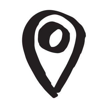 garabatear mano dibujado mapa alfiler mapa marcador puntero firmar GPS y cartografía herramientas ubicación alfiler símbolo determinar con precisión clipart en garabatear estilo soltero elemento para web, diseño vector