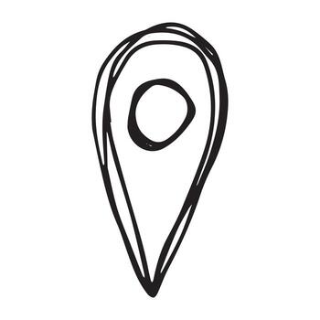 mano dibujado mapa alfiler mapa marcador puntero firmar GPS y cartografía herramientas ubicación alfiler símbolo determinar con precisión clipart en garabatear estilo soltero elemento para web, diseño pista vector