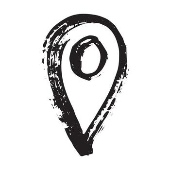 mano dibujado mapa alfiler mapa marcador puntero firmar GPS y cartografía herramientas ubicación alfiler símbolo determinar con precisión clipart en garabatear estilo soltero elemento para web, diseño negro vector