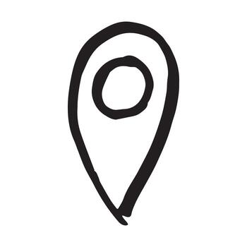 pista mano dibujado mapa alfiler mapa marcador puntero firmar GPS y cartografía herramientas ubicación alfiler símbolo determinar con precisión clipart en garabatear estilo soltero elemento para web, diseño vector