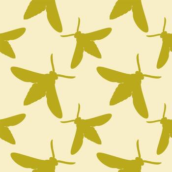 moth insect in seamless pattern image illustration isolated on white background. vector