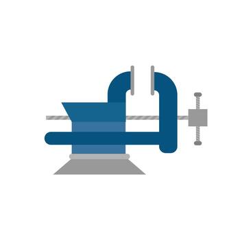vise clamp work tool flat design illustration . bench vise used by engineers in mechanical workshops Engineering tools vector