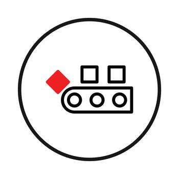 conceptual automatización proceso ilustración con geométrico formas Moviente a lo largo un transportador sistema vector