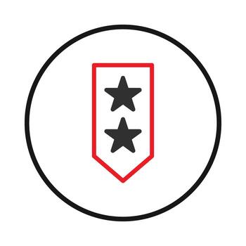 Conceptual insignia design featuring dual star motifs within a defined red frame and circle vector