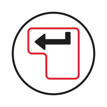 Conceptual navigation key visual featuring direction with a red border inside a black outlined vector