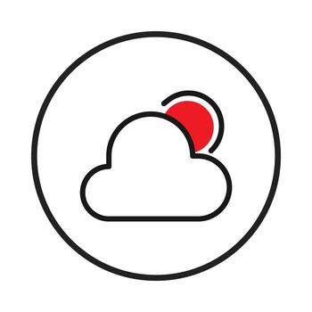 Conceptual weather forecast icon presenting cloudy day with bright sun symbolizing variable vector