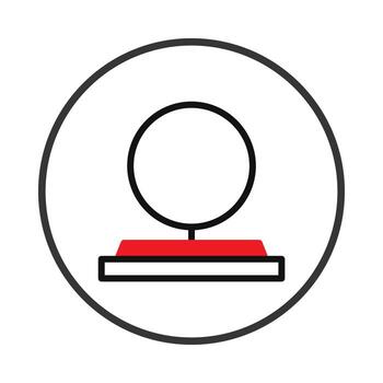 Creative symbol illustration with sphere and flat platform stands within encircled boundary shows vector